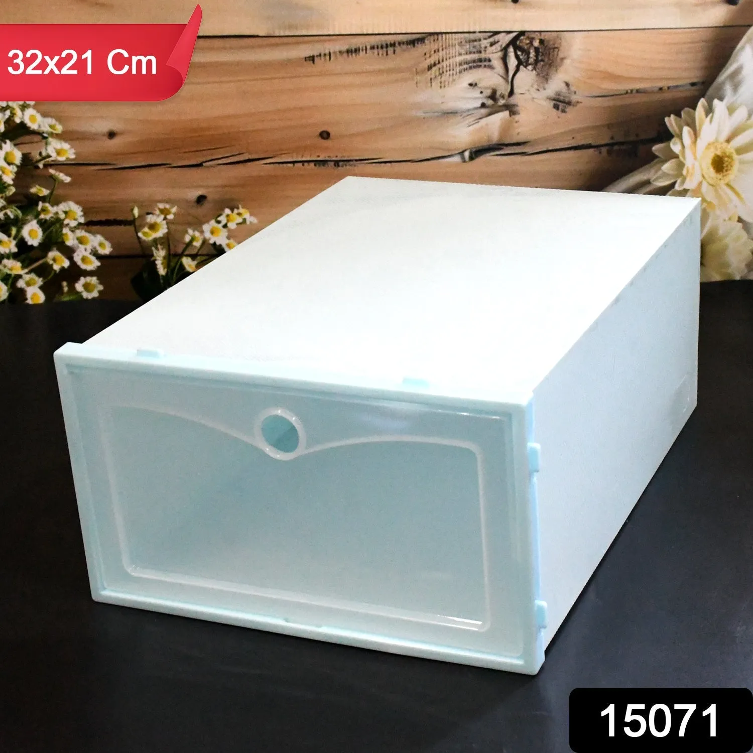 1 Layer Plastic Shoes Storage Box, Stackable Shoe Storage (1 pc / 32x21x12 CM)