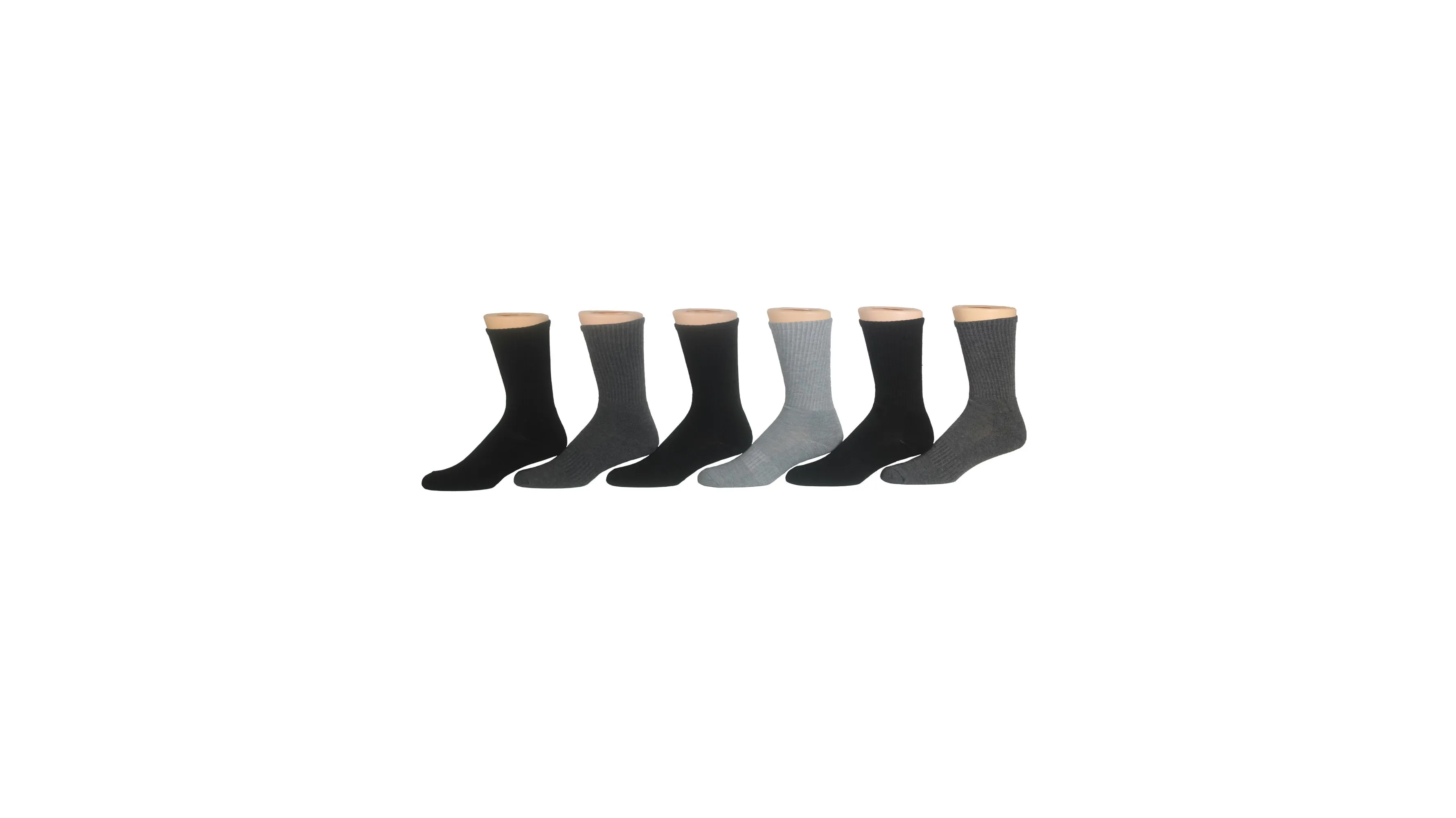 1/2 Cushion Athletic Crew Socks, 6 Pack