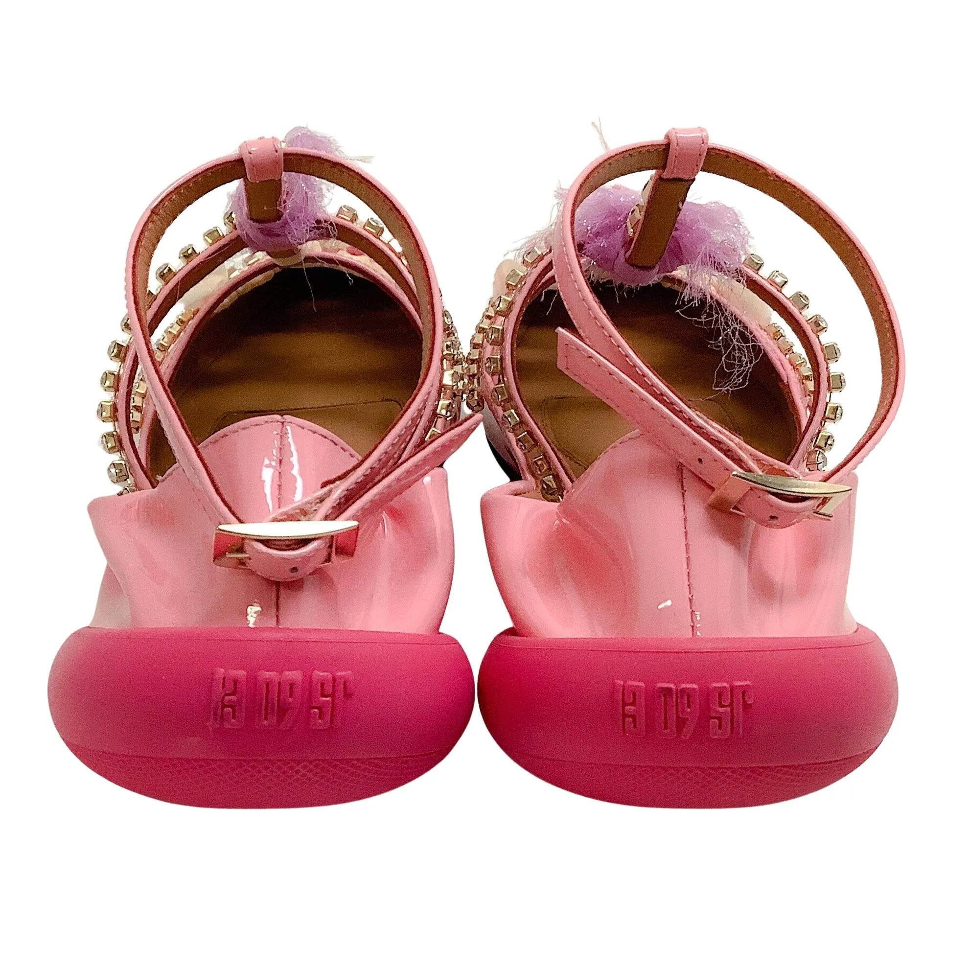 13 09 SR Pink Patent Embellished Tootsy Ballet Flats