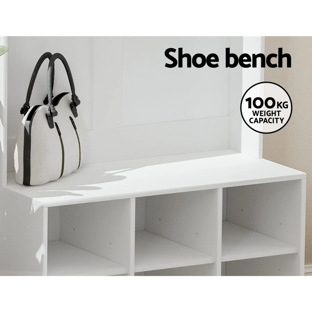 180cm Shoe Rack Cabinet Hall Tree Coat Rack - White