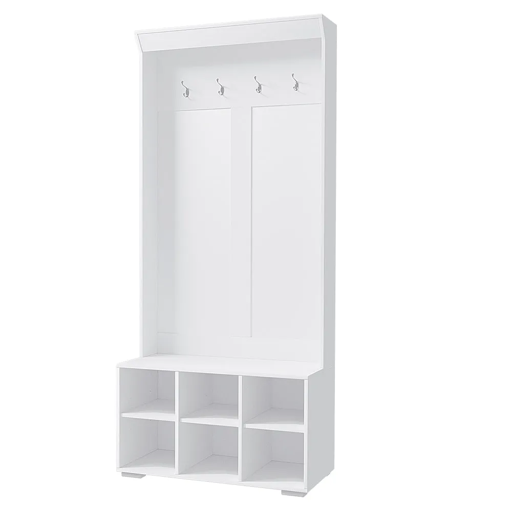 180cm Shoe Rack Cabinet Hall Tree Coat Rack - White