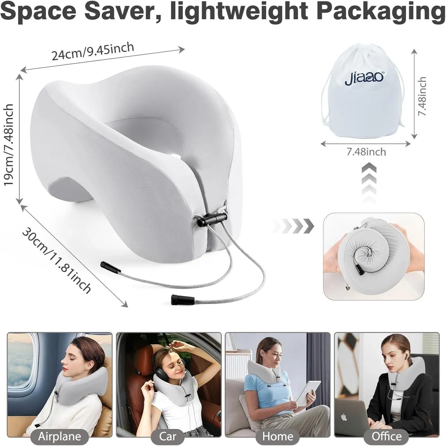 2-In-1 Travel Neck Pillow, Advanced Neck Support for Long Flights