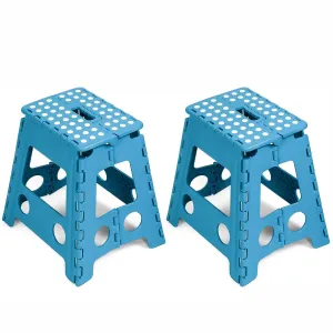 2 Pack Folding Step Stool with Portable Carrying Handle Safe Enough, 300 lbs capacity, Blue