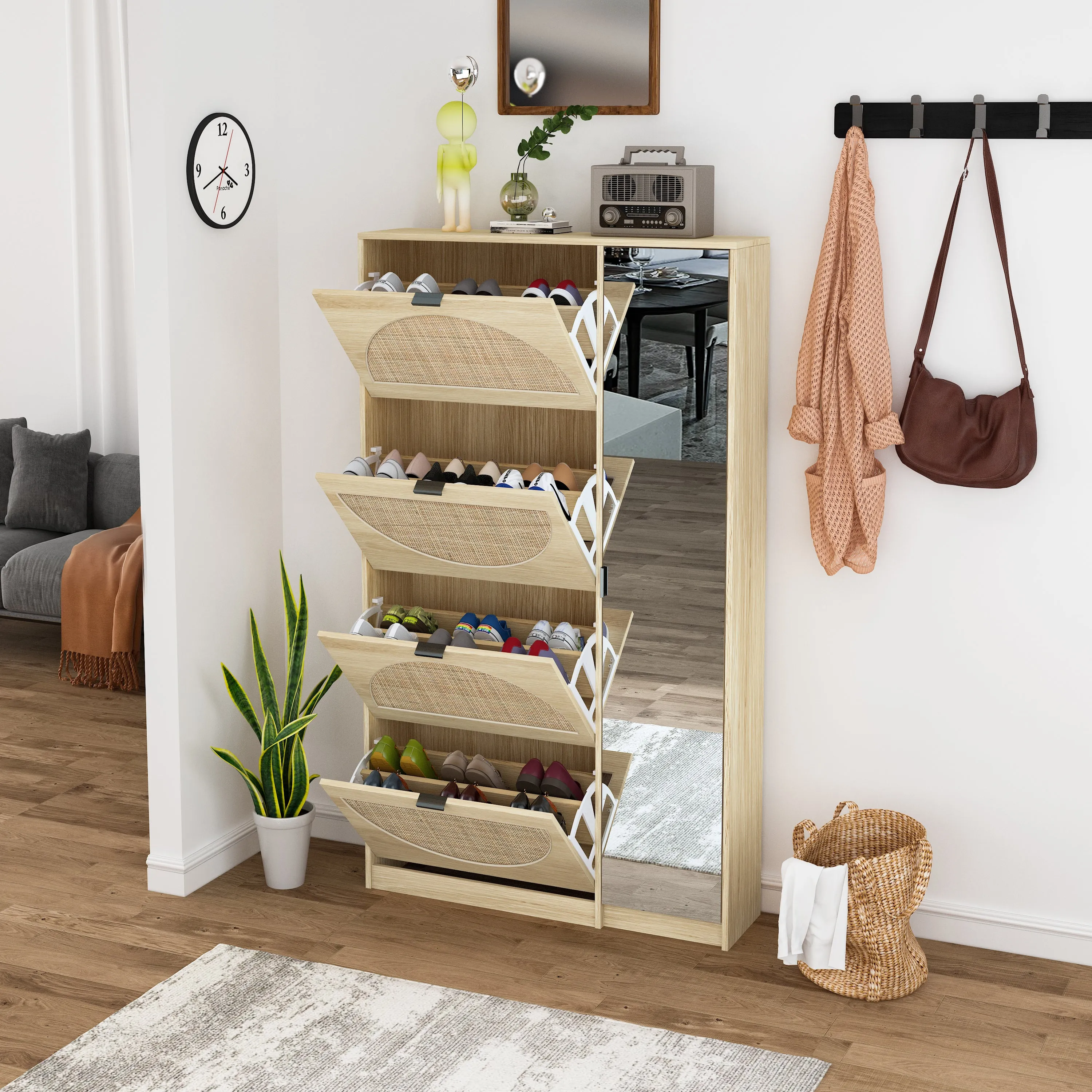 4-Tier Shoe Rack Storage Cabinet