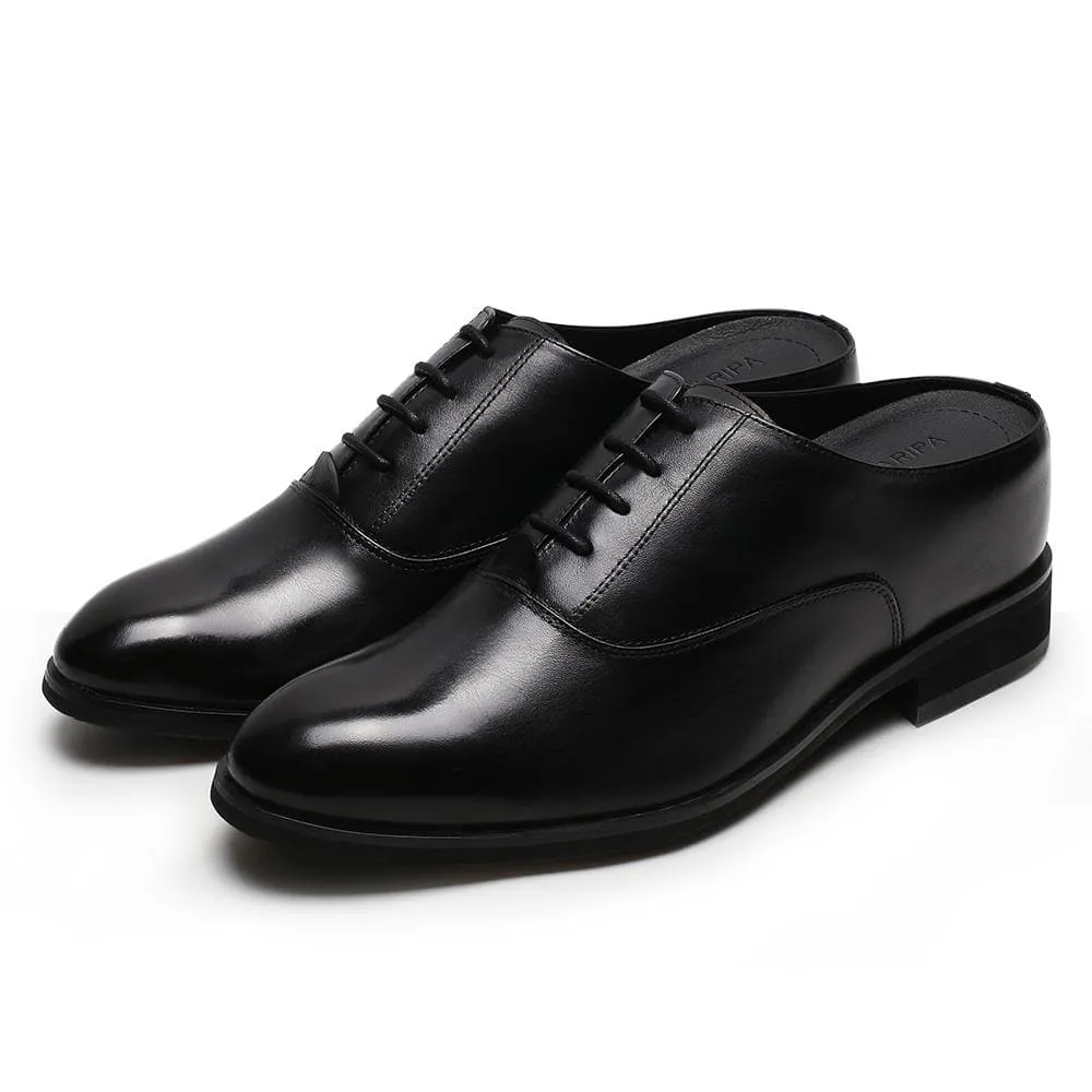 7 CM / 2.76 Inches CMR CHAMARIPA Height Increasing Slip On Shoes Elevator Shoes For Men Black Leather Dress Slippers