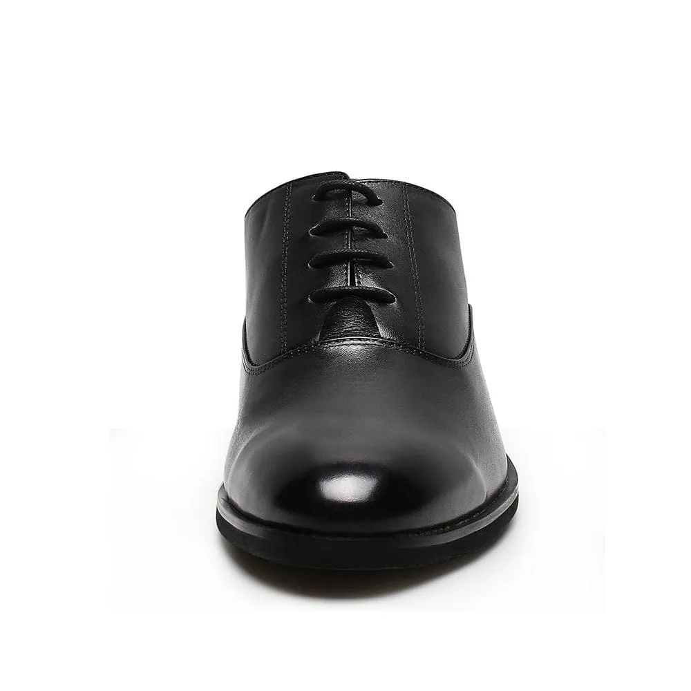 7 CM / 2.76 Inches CMR CHAMARIPA Height Increasing Slip On Shoes Elevator Shoes For Men Black Leather Dress Slippers