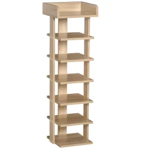 7 Tier Shoe Rack Organizer Storage Shelf Wooden Display Cabinet for Entryway Living Room Bedroom Oak Entrance