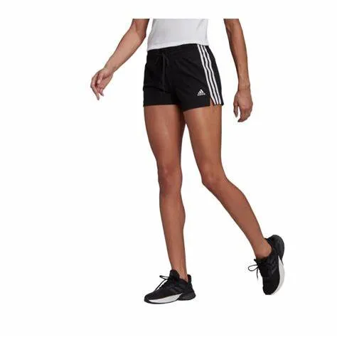 Adidas Essentials Slim 3-Stripes Shorts - Womens - Black