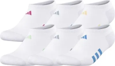 adidas Girl's Athletic Cushioned 6-Pack No Show Socks