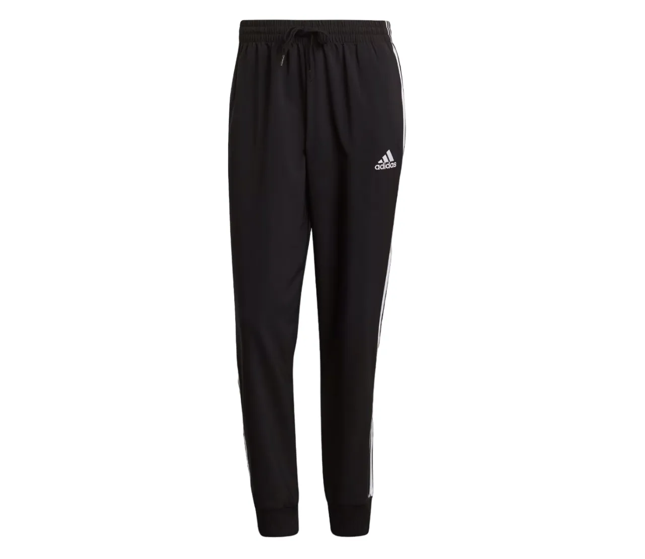 Adidas Mens Aeroready Essentials Tapered Cuff Woven 3-Stripes Black Pants