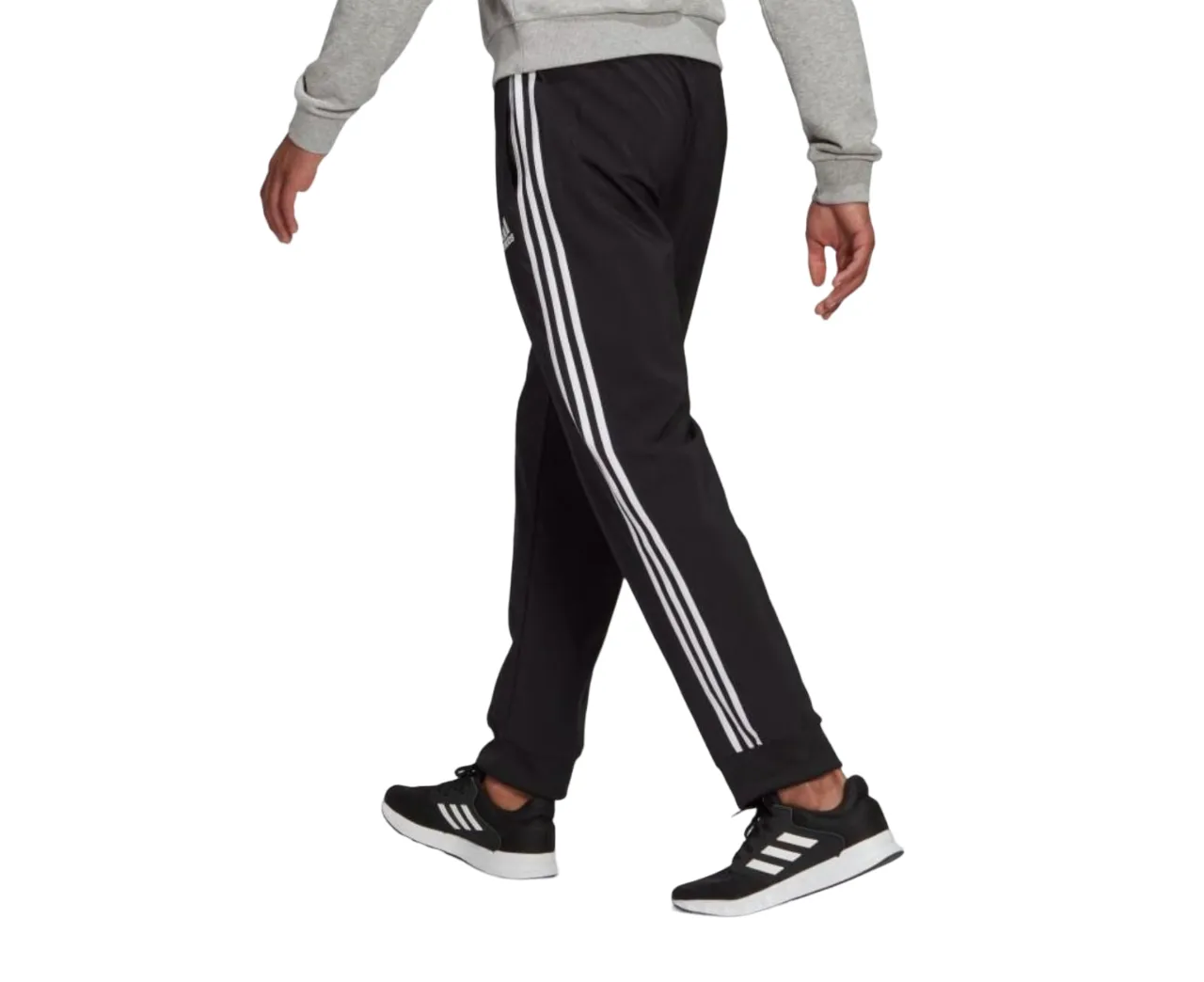 Adidas Mens Aeroready Essentials Tapered Cuff Woven 3-Stripes Black Pants