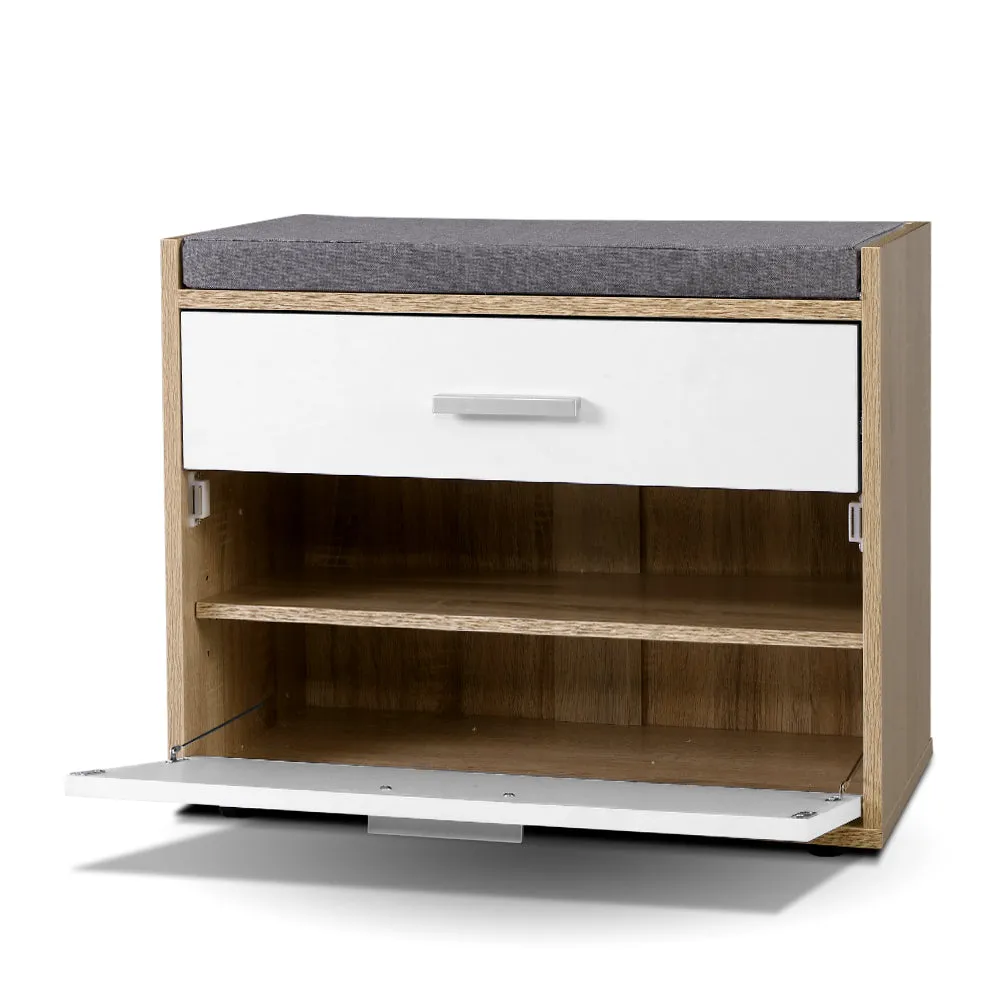 Adjustable Shoe Cabinet Bench with Fabric Seat - Artiss