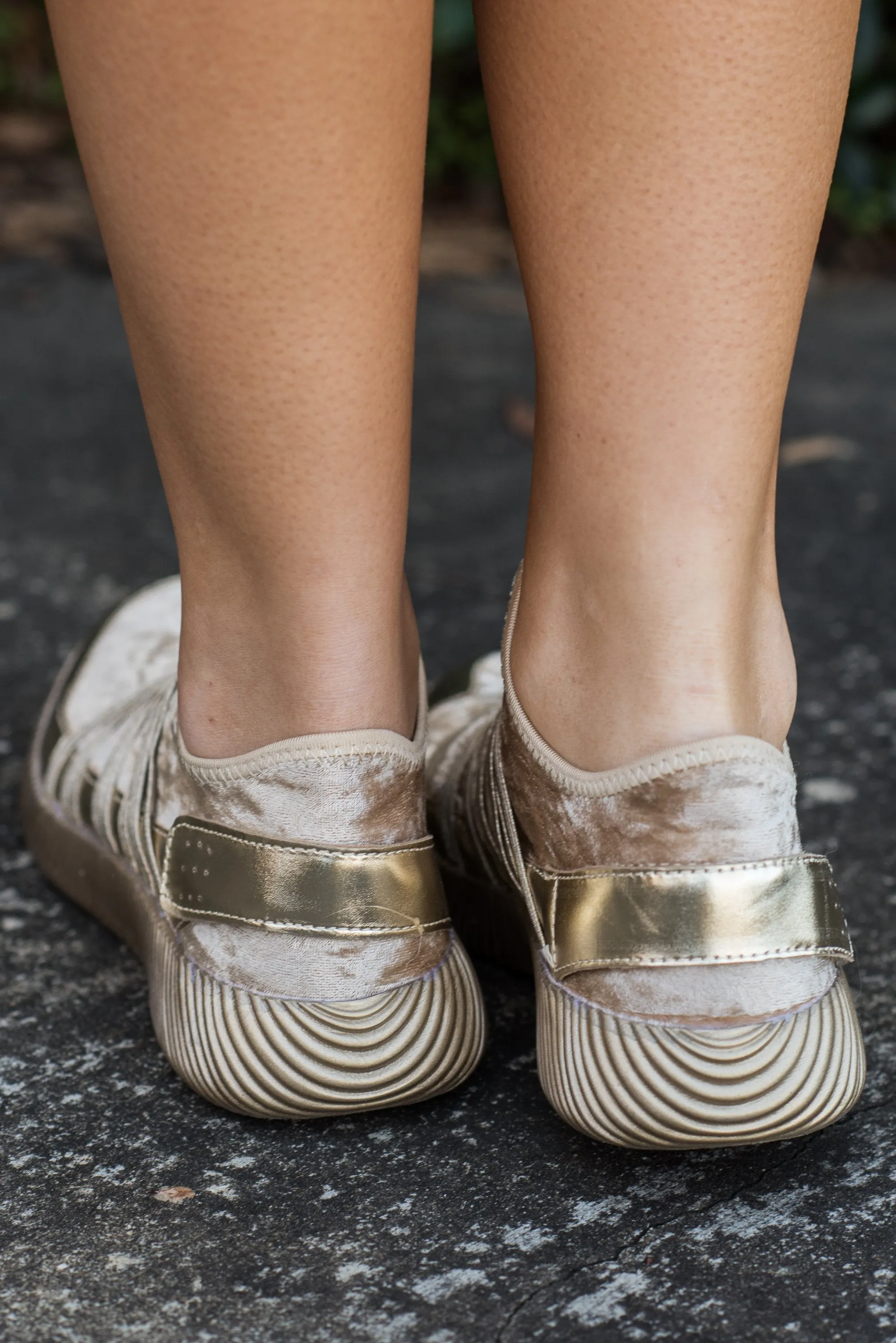 Aim To Be Active Velvet-Metallic Gold Sneakers