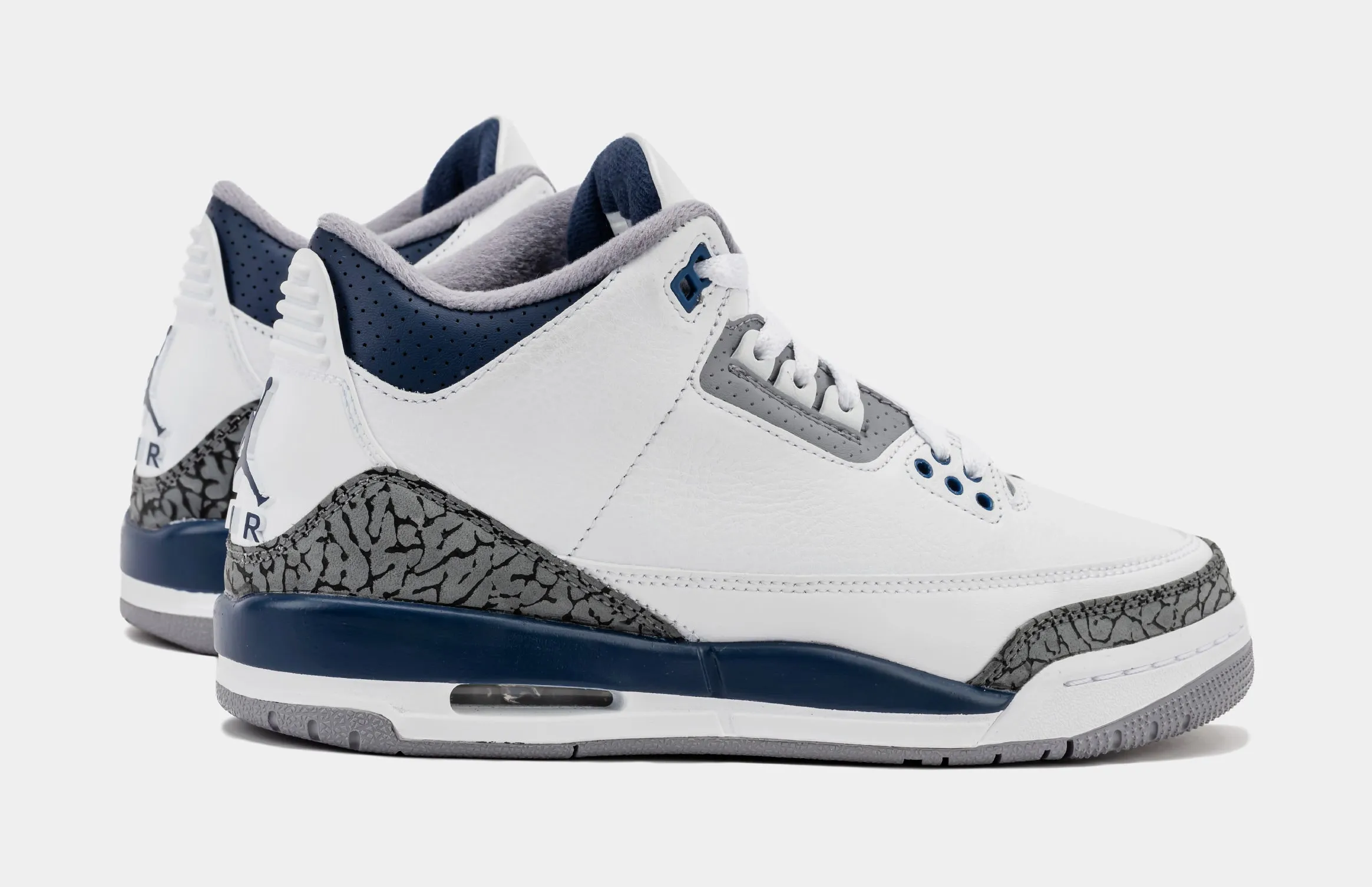 Air Jordan 3 Retro Midnight Navy Grade School Lifestyle Shoes (White/Midnight Navy/Cement Grey) Free Shipping