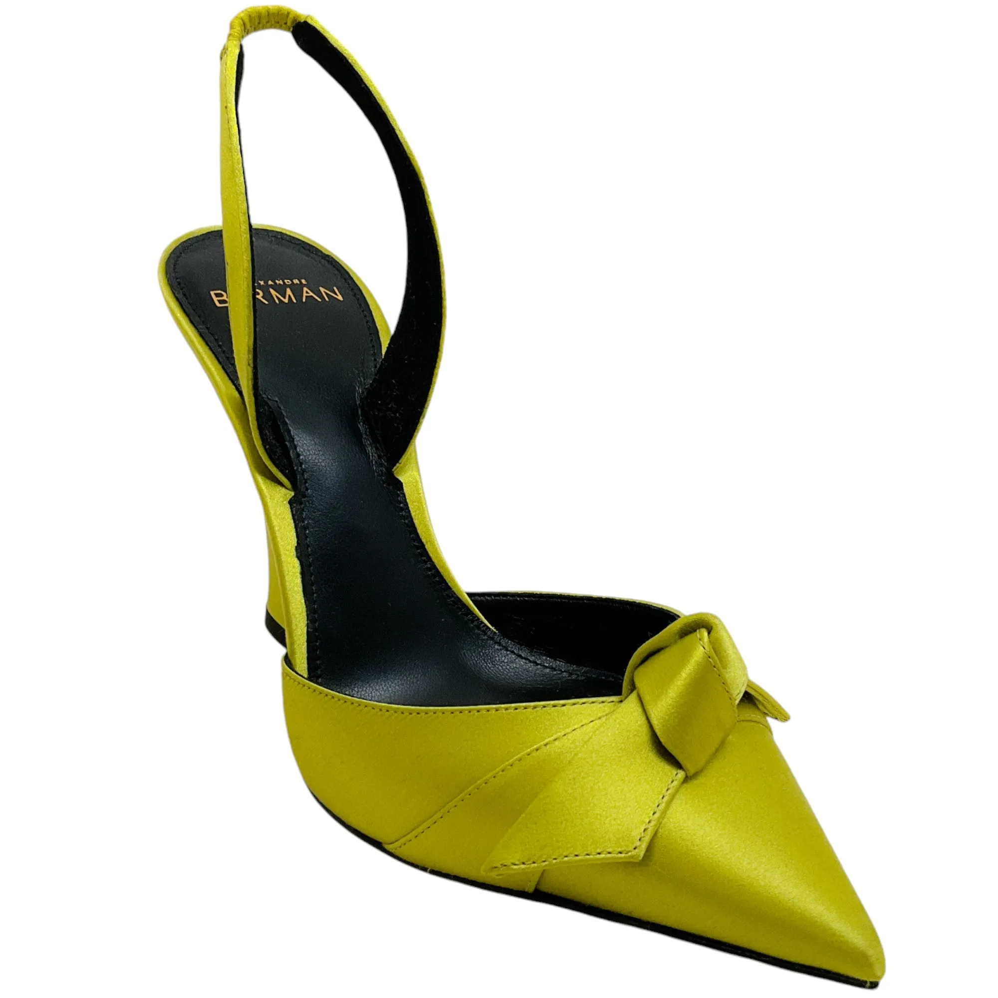 Alexandre Birman Lime Green Satin Clarita Slingback Pumps