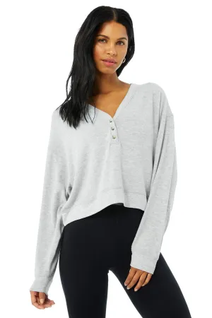 Alolux Soho Crop Henley - Athletic Heather Grey