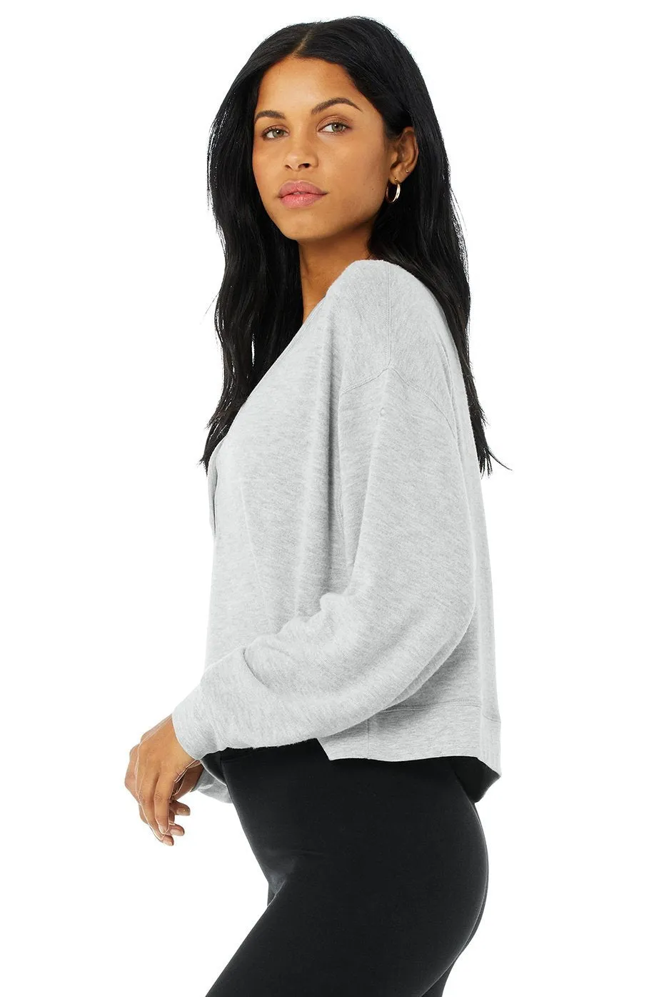 Alolux Soho Crop Henley - Athletic Heather Grey