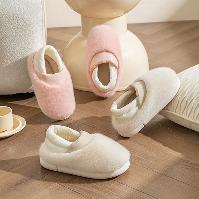 Anti-Slip Winter Slippers Comfortable Warm Plush Flurry Slides Indoor Slippers Floor Cozy Shoes For Women Men Couple