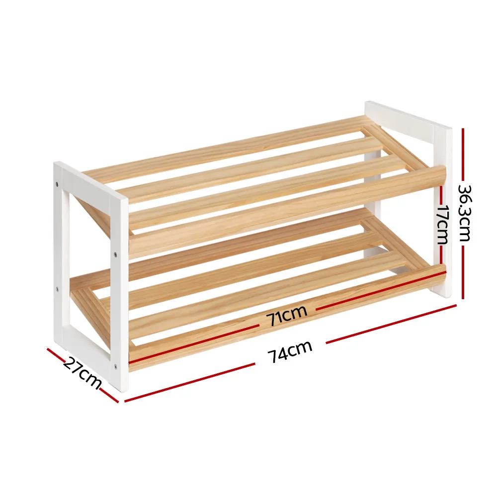 Artiss Shoe Rack 2 Tier 6 Pairs White Kara