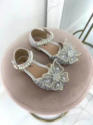 Baby Angel -  Silver Blingy Butterfly Strap On Shoes