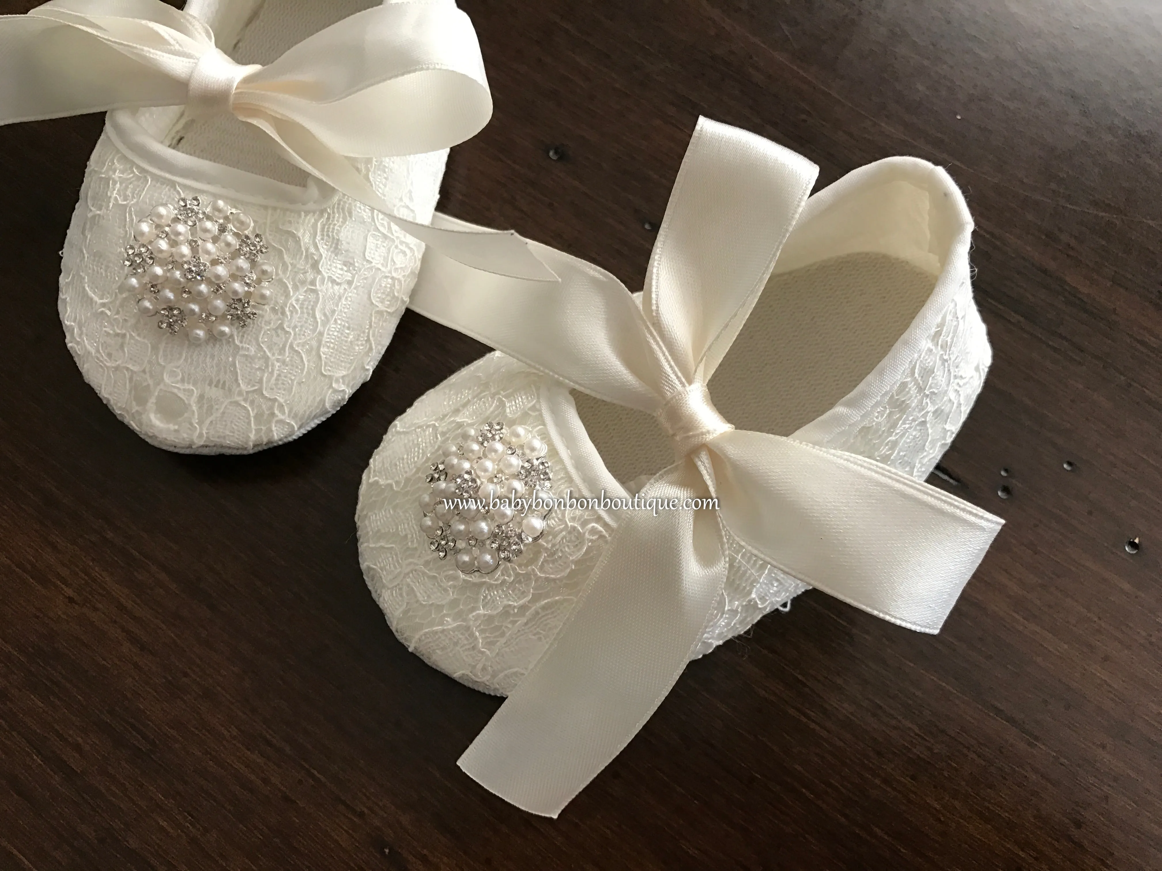 Baby Girl Christening Shoes, Pearls & Rhinestones