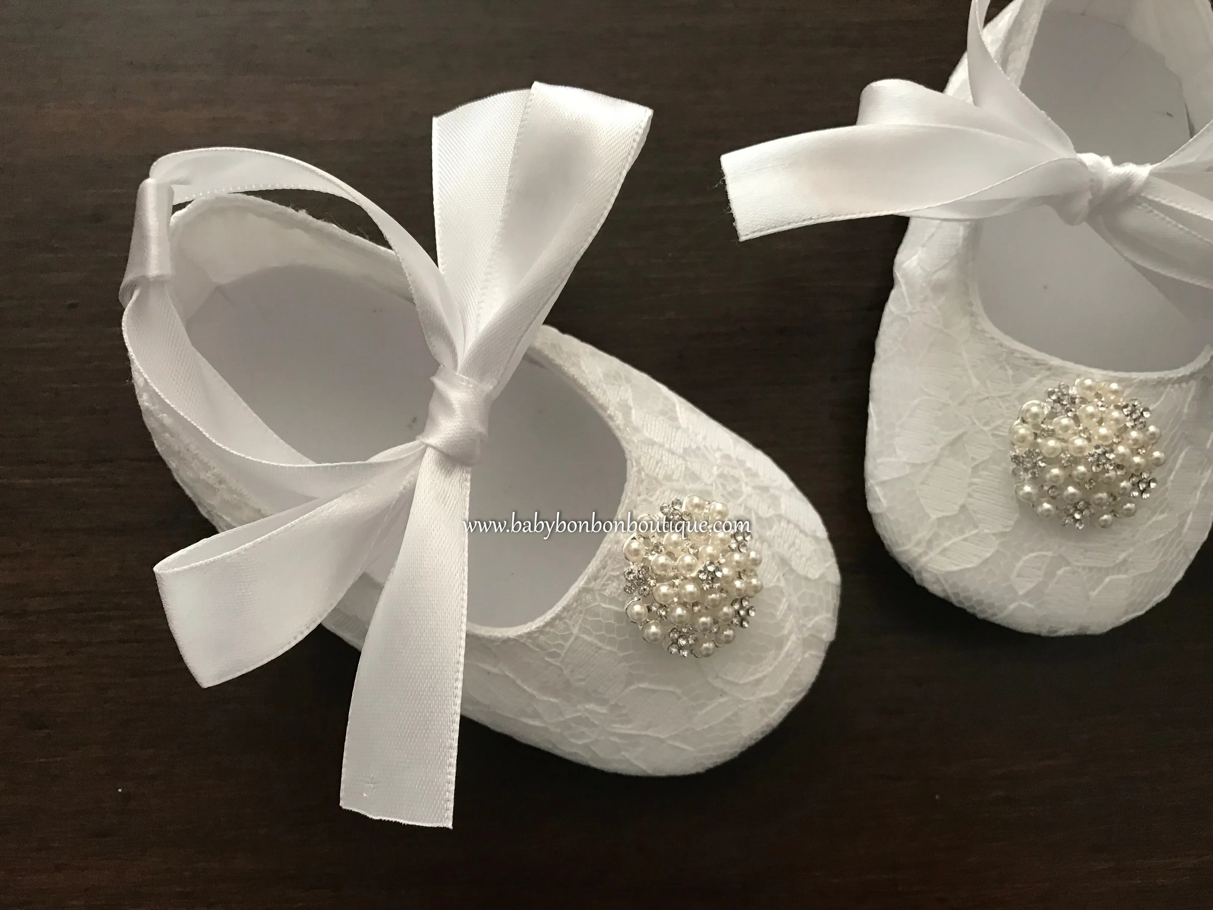 Baby Girl Christening Shoes, Pearls & Rhinestones