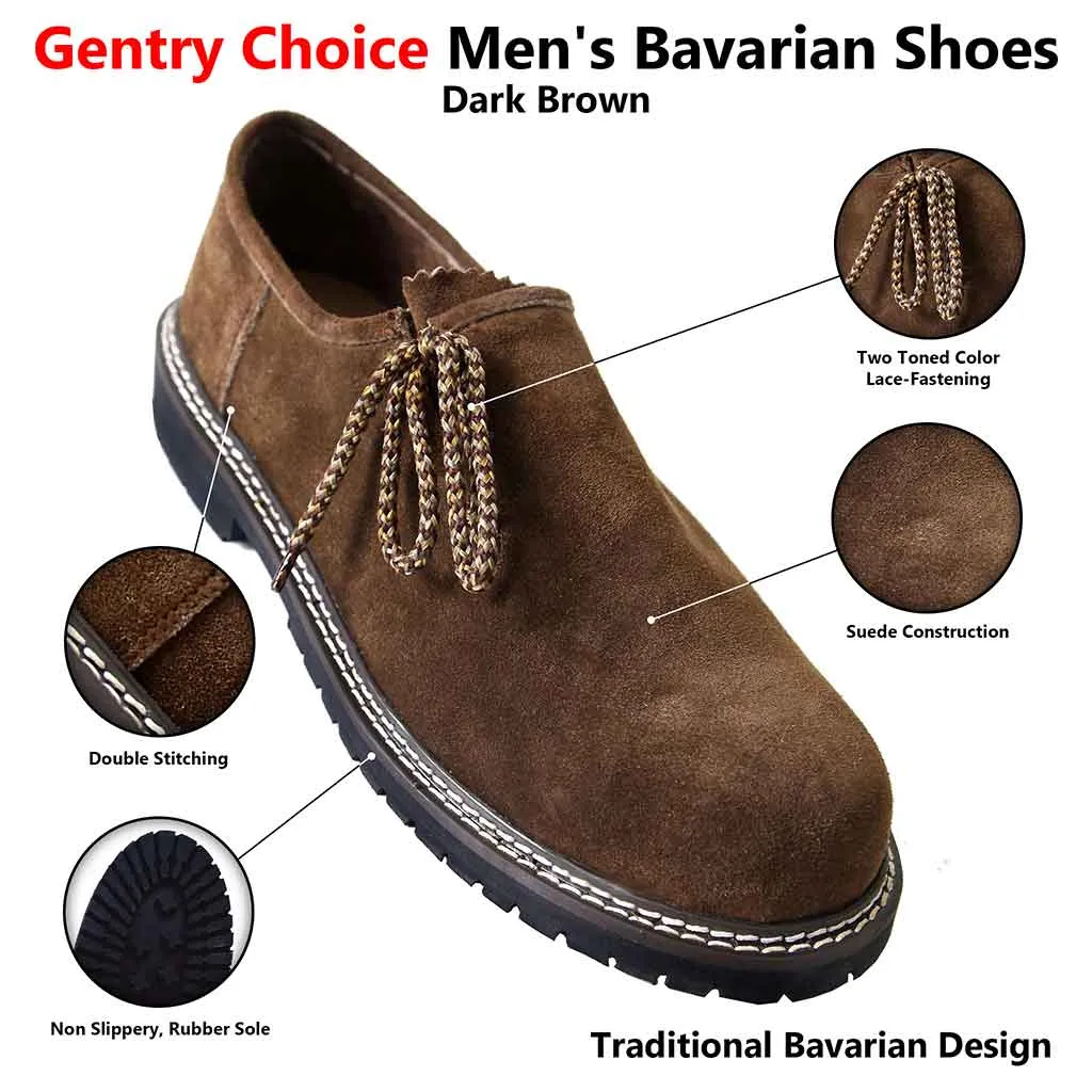 Bavarian Men's Suede Leather Shoes Dark Brown