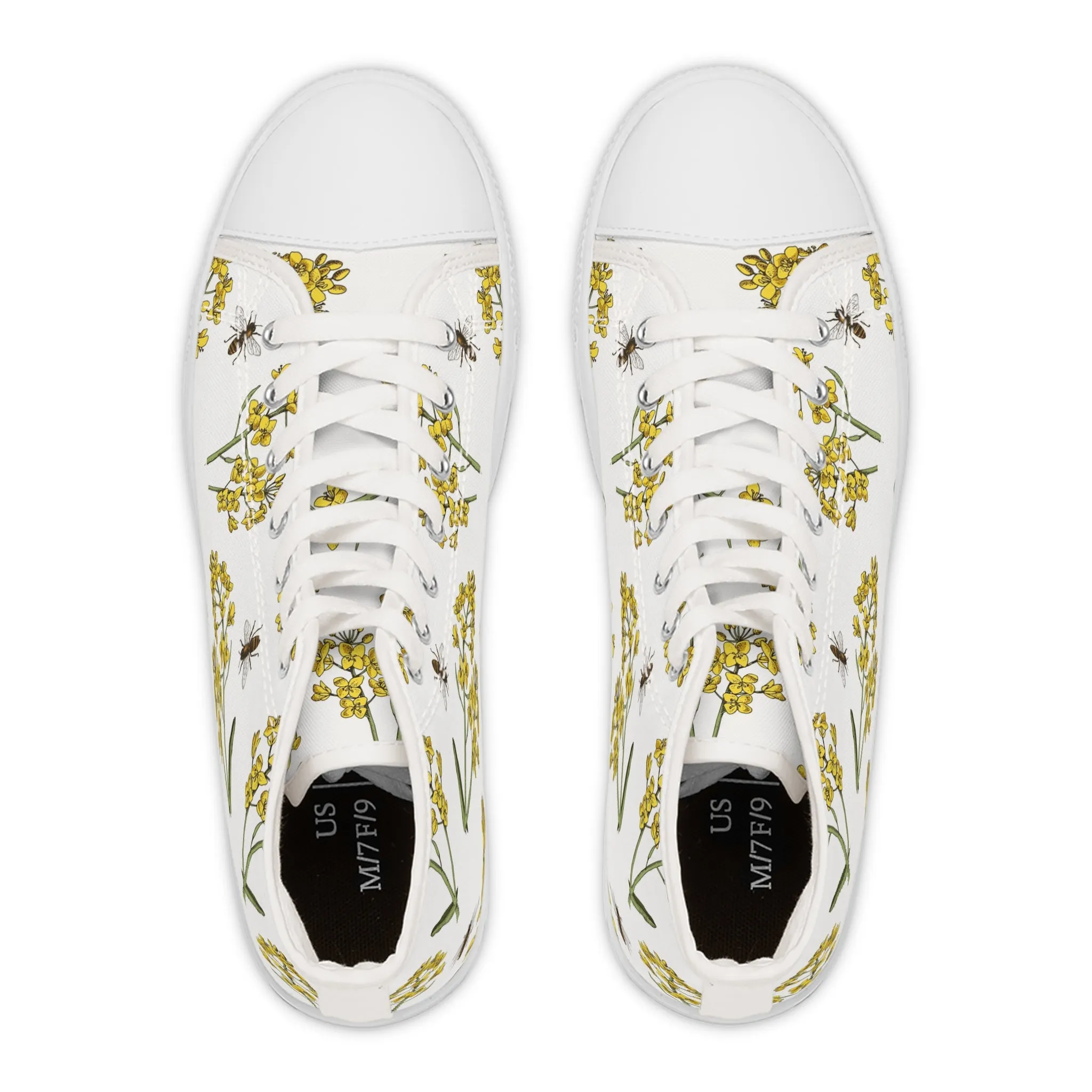 Bees Pollinating Flowers Women's High Top Sneakers