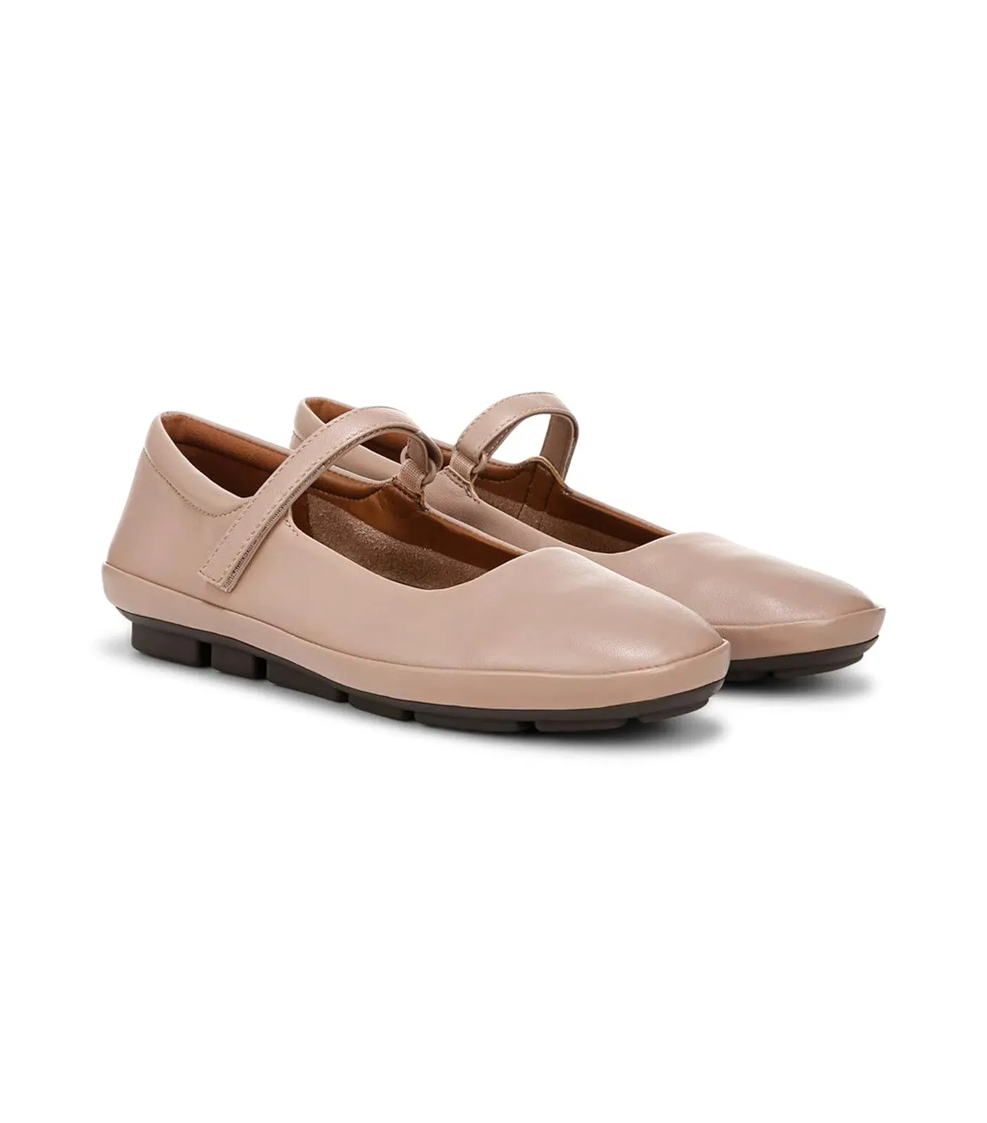 Behold Mary Jane Flat Warm Taupe Leather