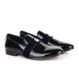 Billionaire Patent Wetlips Black with Blue Tape Loafers Shoe