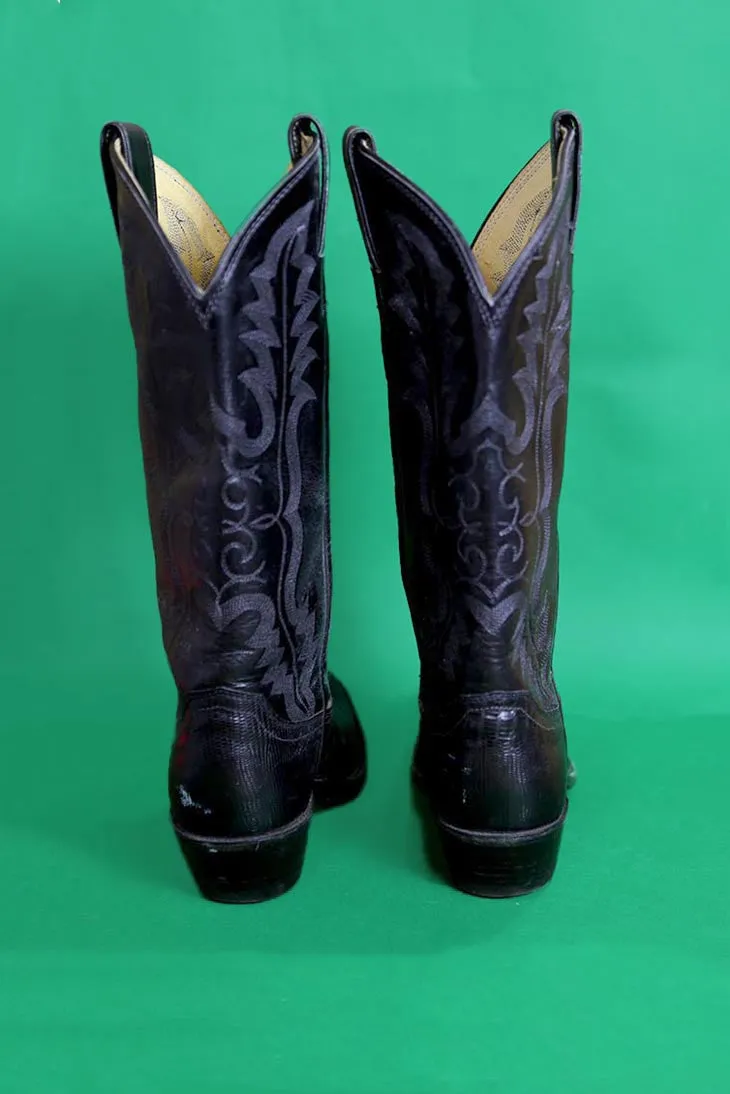 Black Leather Cowboy Boots