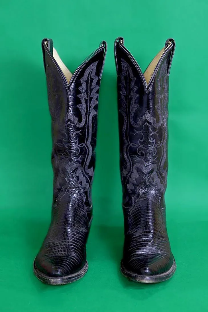 Black Leather Cowboy Boots