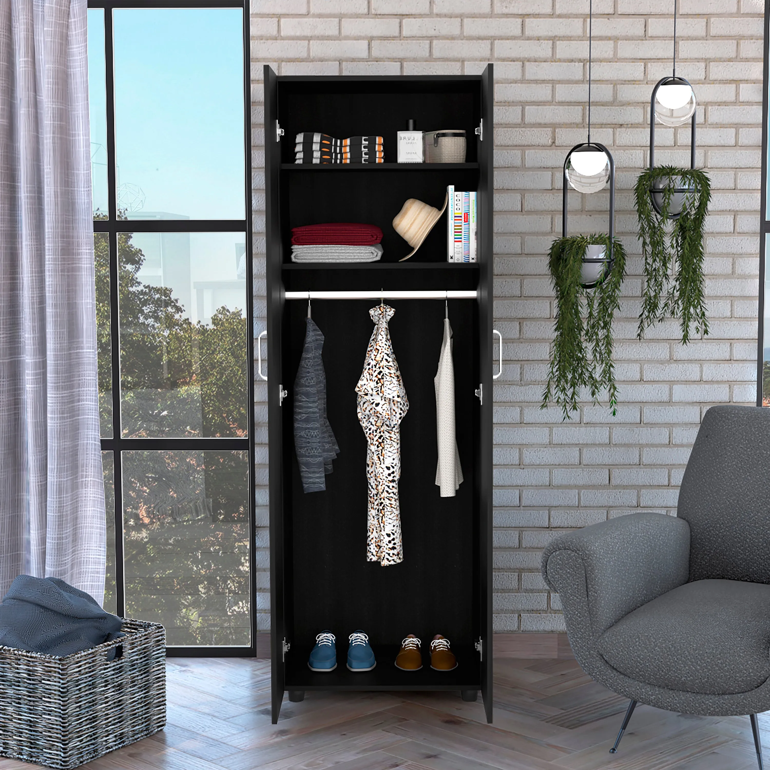 Blackwood 2-Shelf Rectangle Armoire