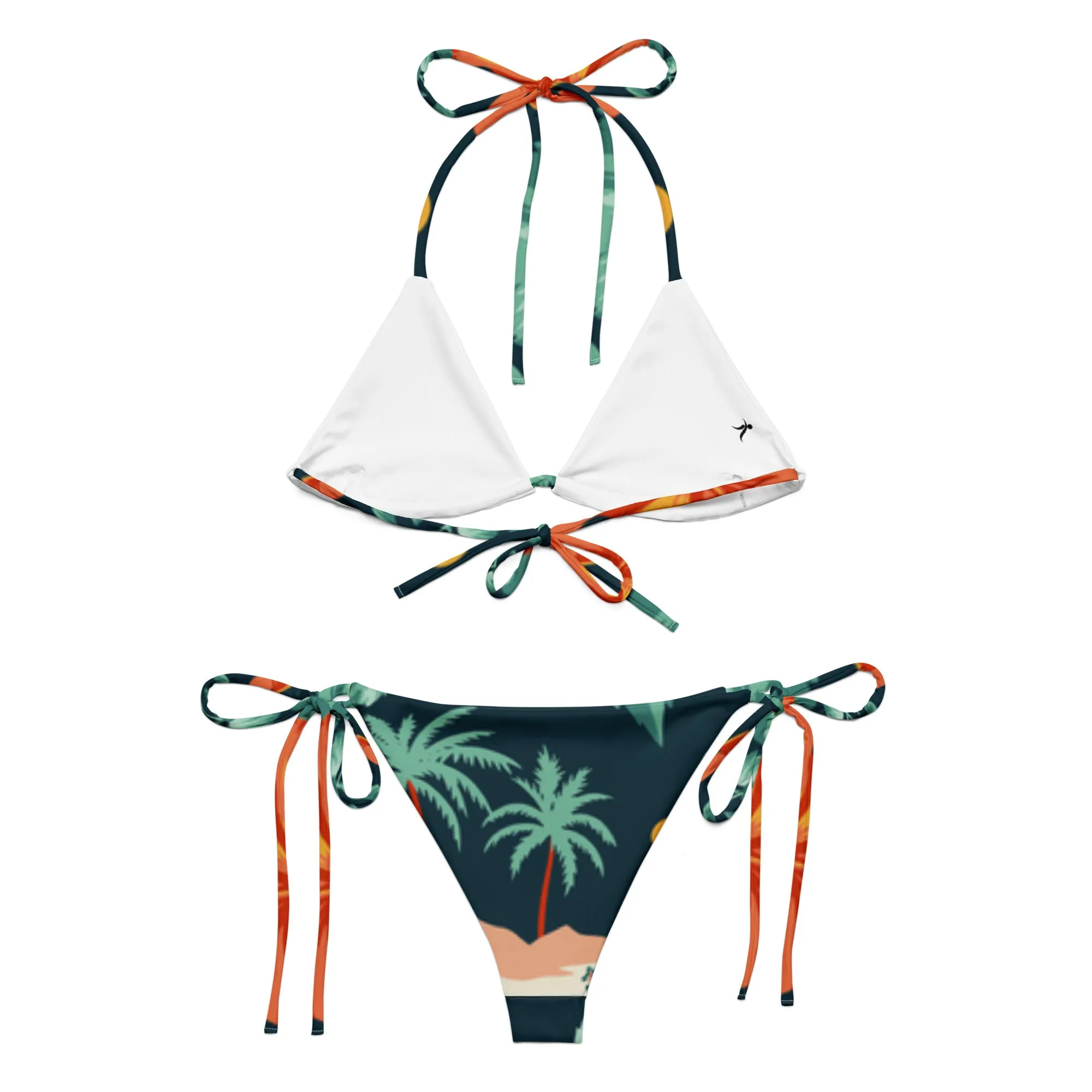 Blue and Orange Floral string bikini