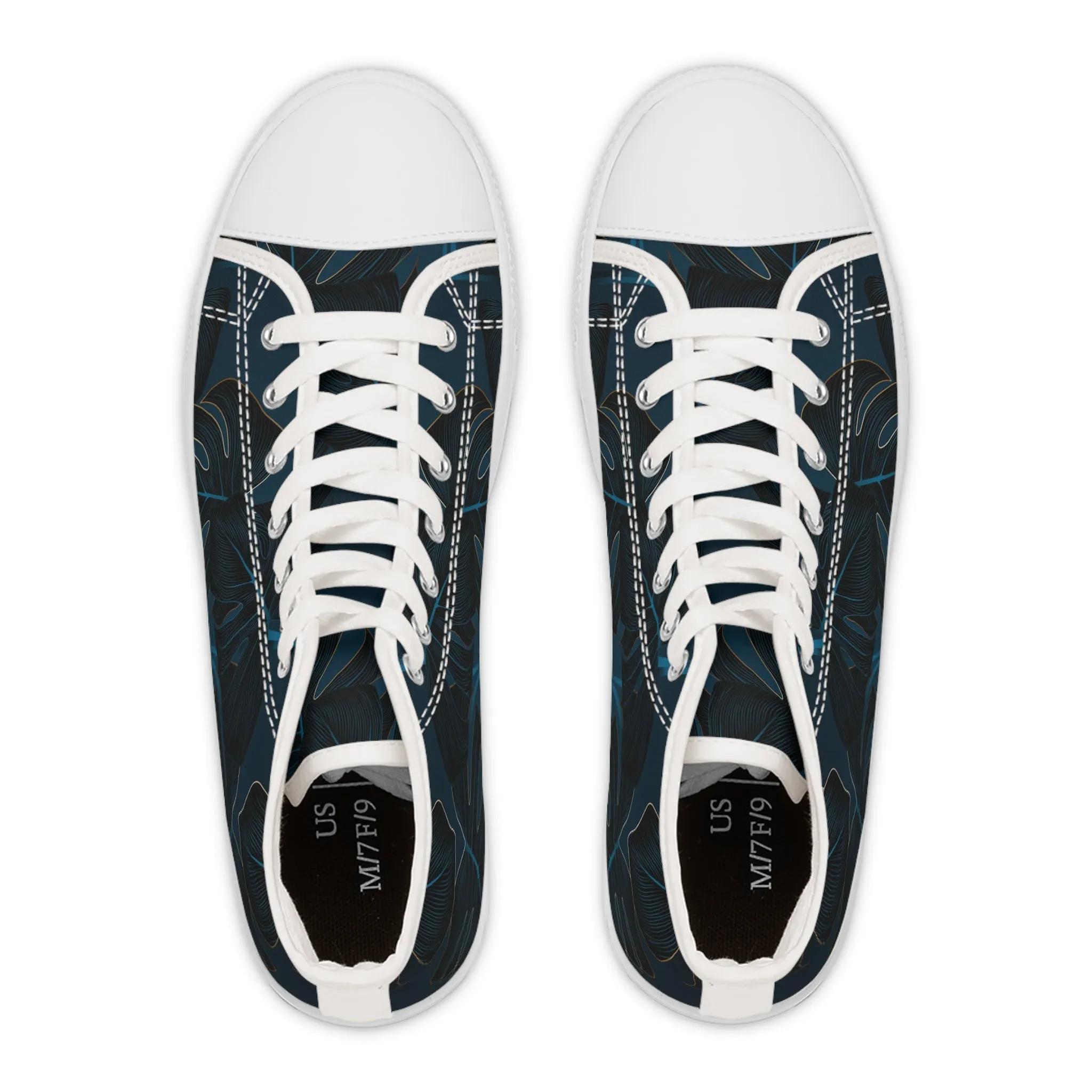 Blue Leaves Women's High Top Sneakers