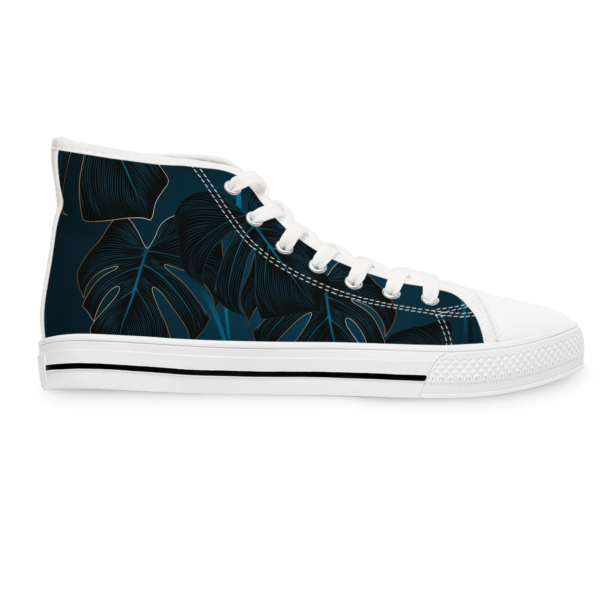 Blue Leaves Women's High Top Sneakers