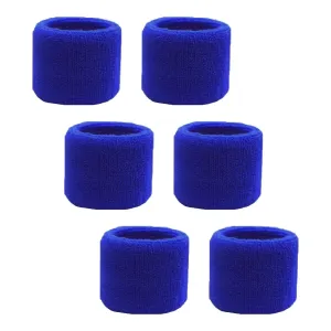 Blue Wrist Sweatbands - 6 Pack