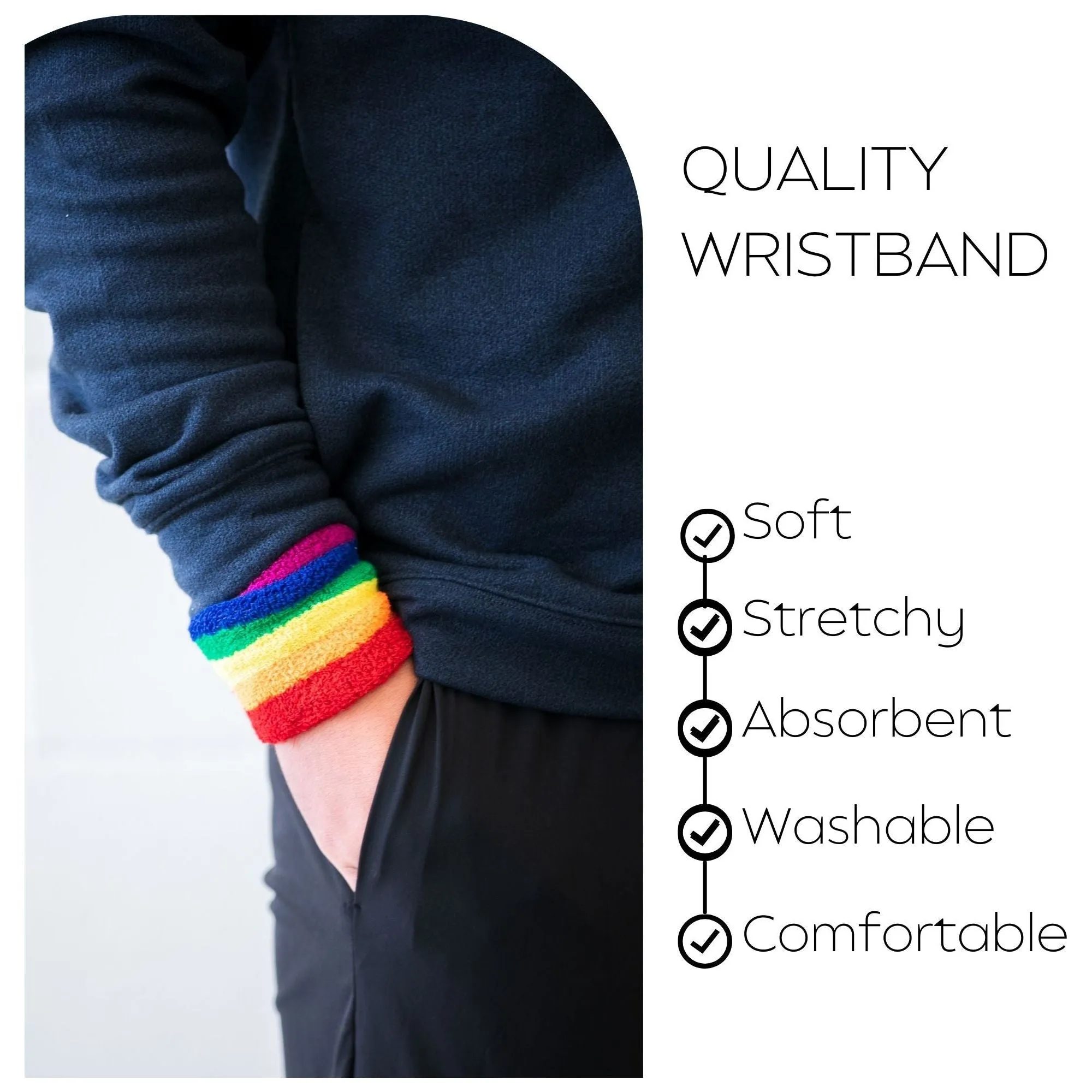 Blue Wrist Sweatbands - 6 Pack