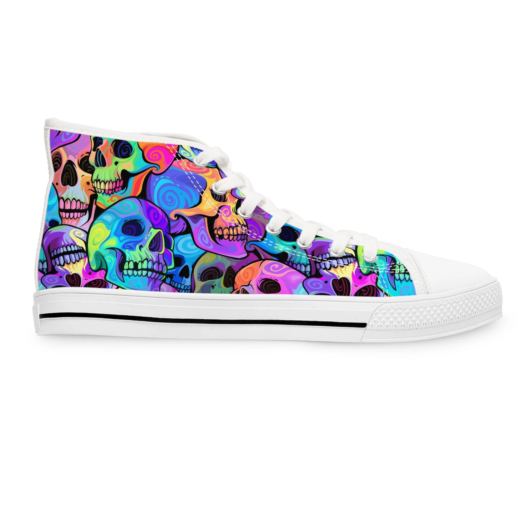 Bright Colored Skeleton Women's High Top Sneakers