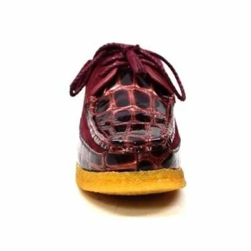 British Walkers Crown Croc Men's Burgundy Crocodile Leather and Suede Crepe Sole