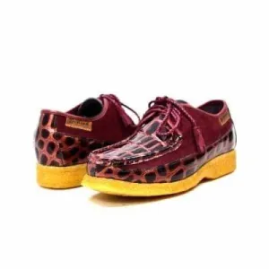 British Walkers Crown Croc Men's Burgundy Crocodile Leather and Suede Crepe Sole