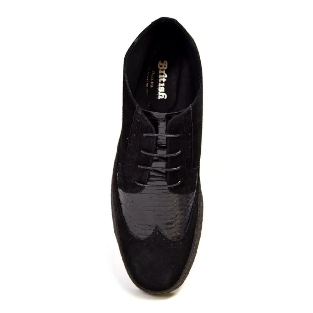 British Walkers Men's Wingtip Black Snake Skin & Suede