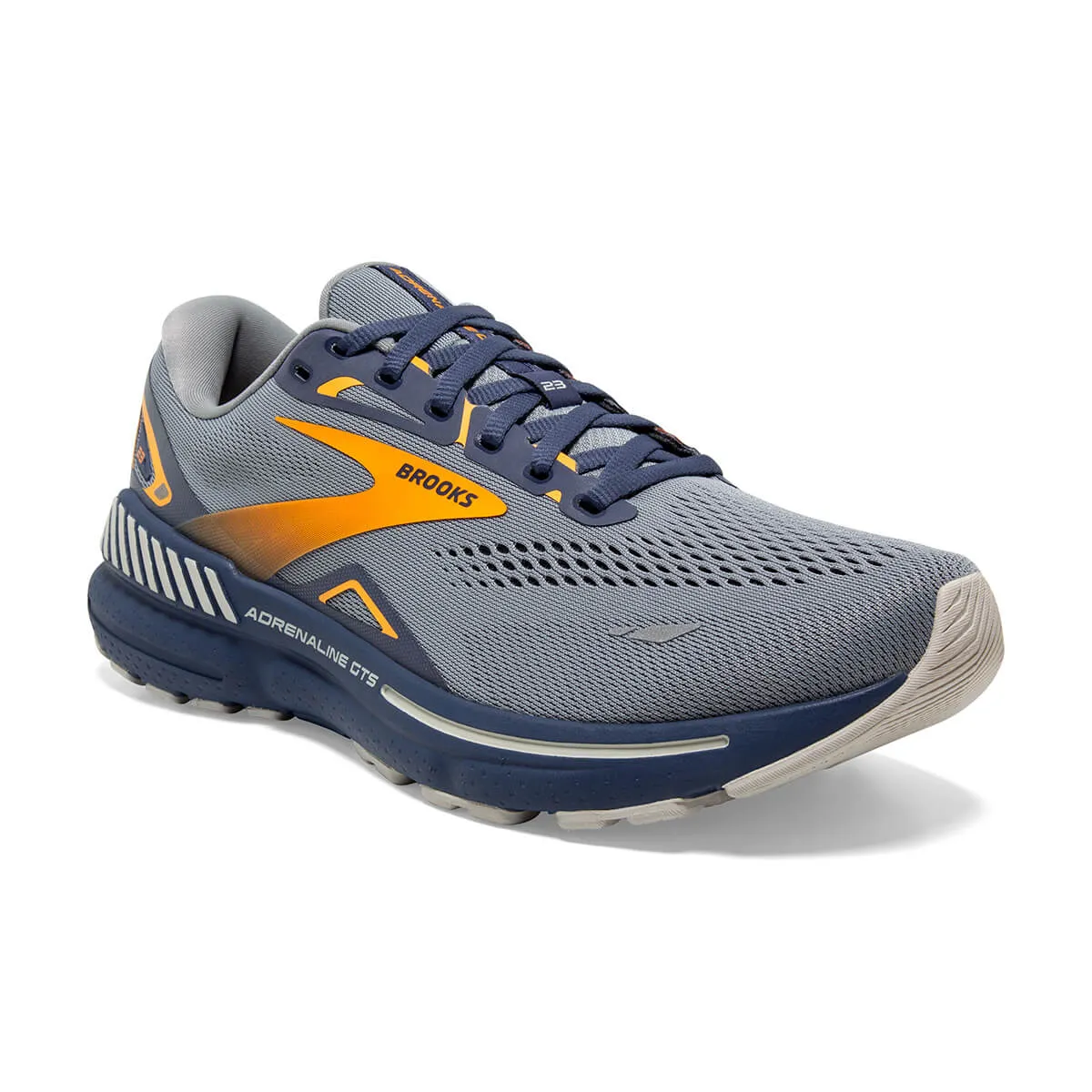 Brooks Adrenaline GTS 23 Mens | Grey/crown Blue/orange