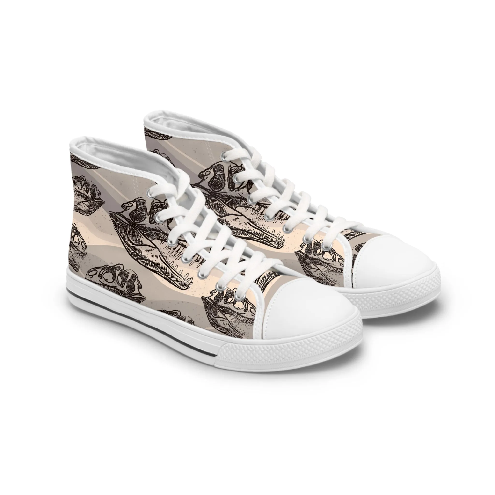 Brown Tyrannosaurus Rex Head Women's High Top Sneakers