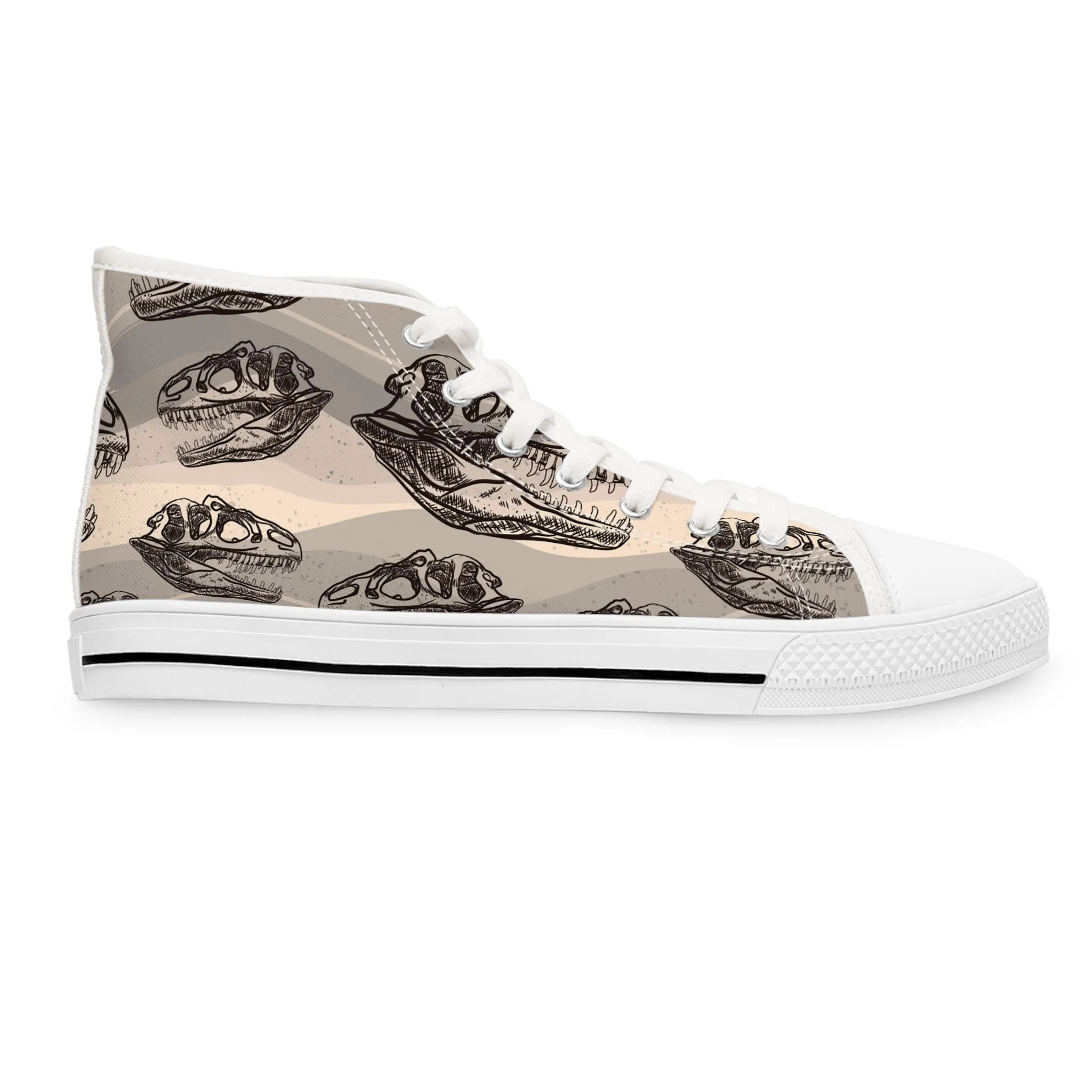 Brown Tyrannosaurus Rex Head Women's High Top Sneakers