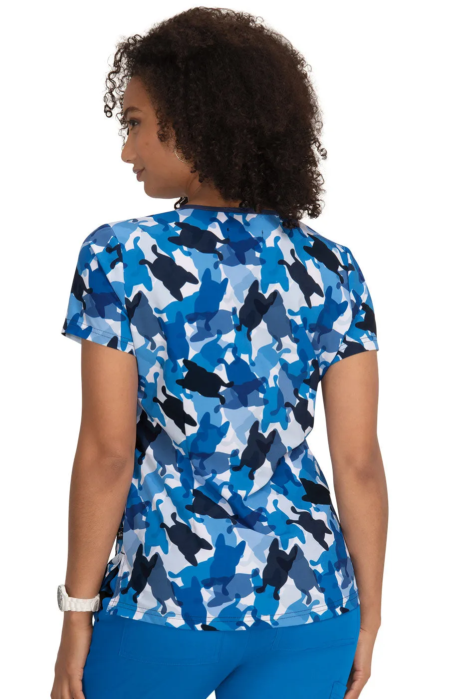 Camo Frenchie Scrub Top by Koi