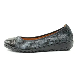 Caprice Floral Ballerinas Leather Black Colour For Women