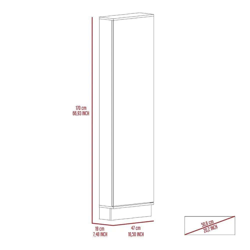 Cassidy Rectangle Tall Shoe Cabinet with Mirror White