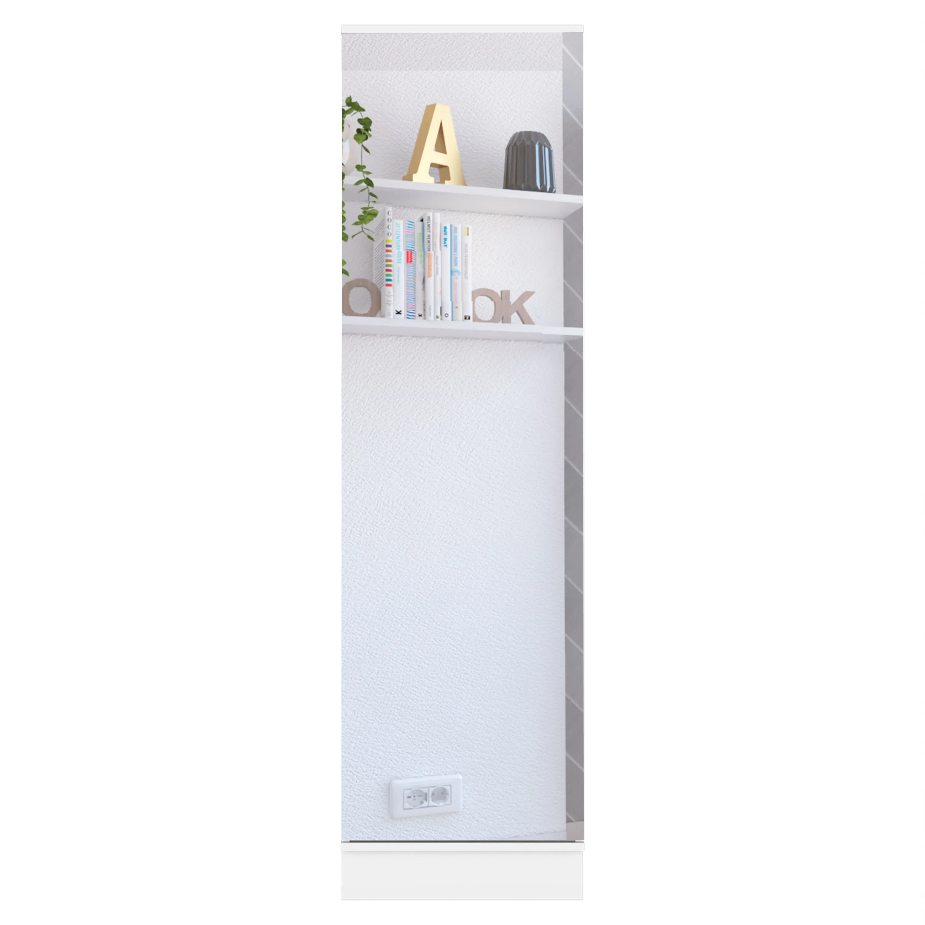 Cassidy Rectangle Tall Shoe Cabinet with Mirror White