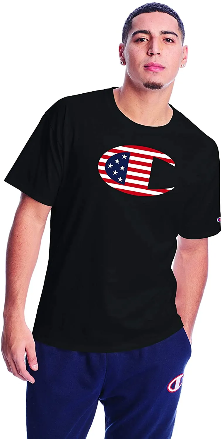 Champion Men's Stars & Stripes C Logo Classic Jersey T-Shirt